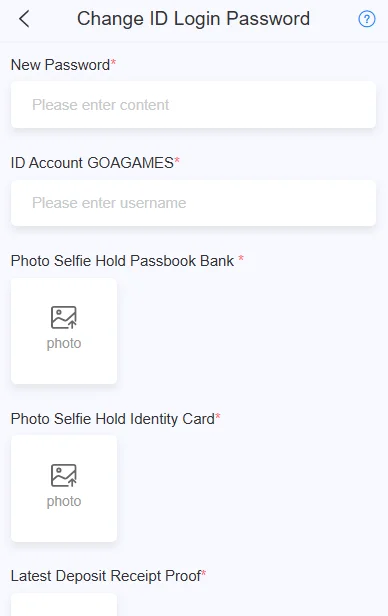 Fill in all details for login issue